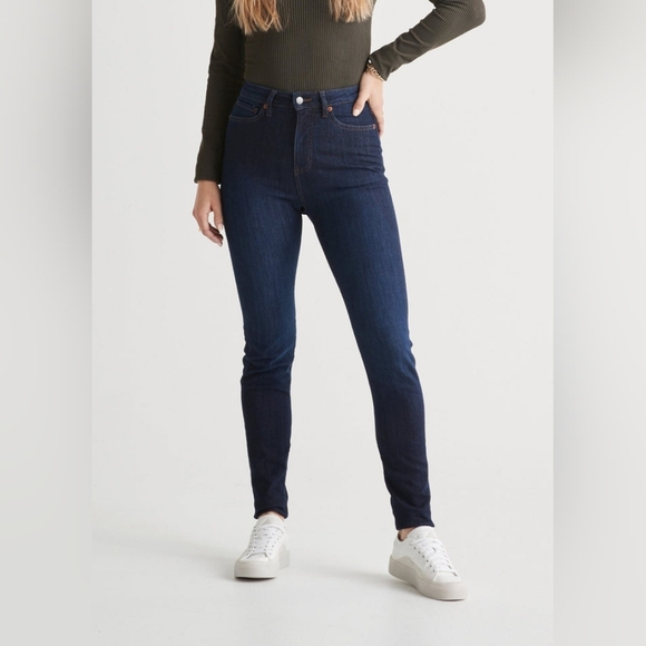 DU/ER Womens Dark Wash High Waisted Rise Skinny Jeans Stretchy Denim 26x31 - Picture 14 of 14